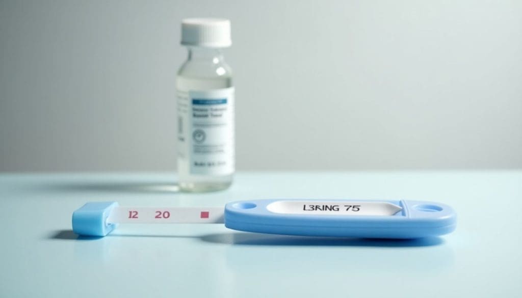 Urine drug test kit showing results in progress on a table.